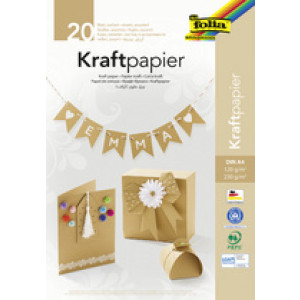 folia kraftpapier blok A4, naturel, 20 vel, gemengde grammatuur