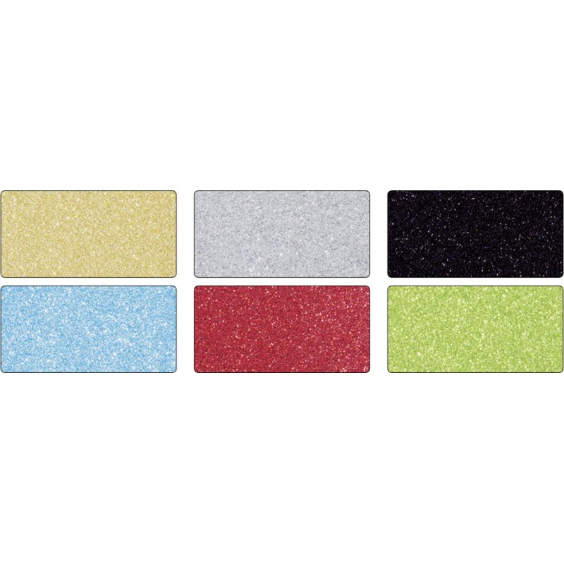 folia glitterkarton blok basic kleuren, 170 × 245 mm, 300 g/m², 6 vel