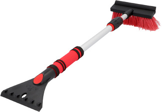 NIGRIN ijskrabber met sneeuwborstel, teleskopisch 61-95 cm, zwart/rood