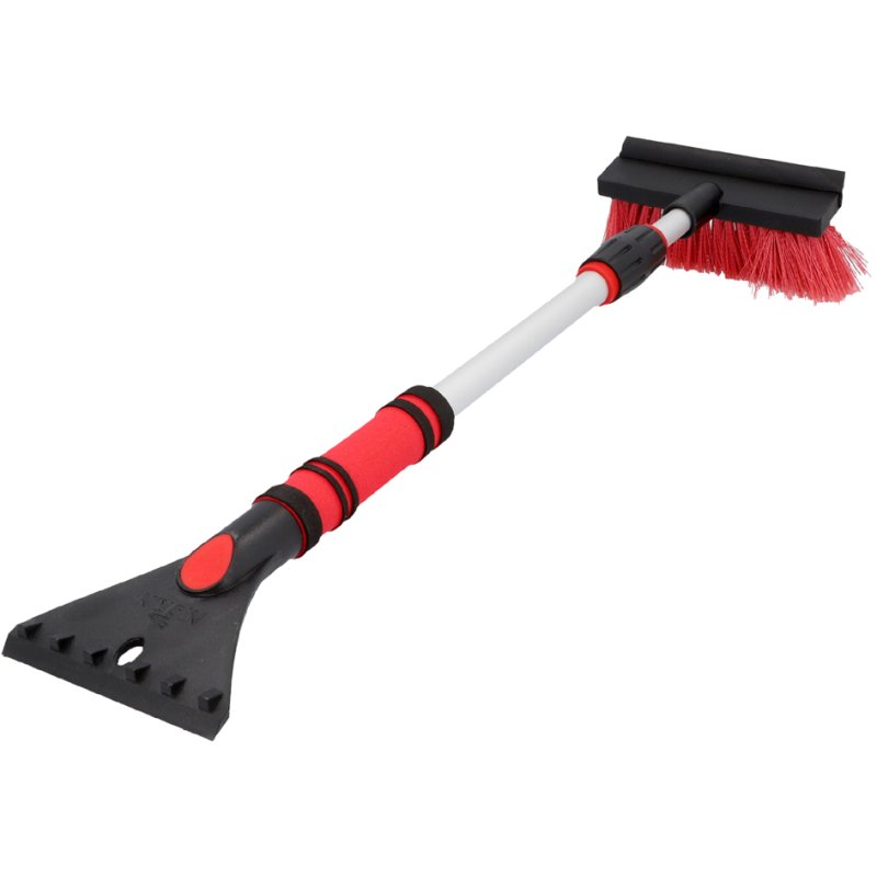 NIGRIN ijskrabber met sneeuwborstel, teleskopisch 61-95 cm, zwart/rood