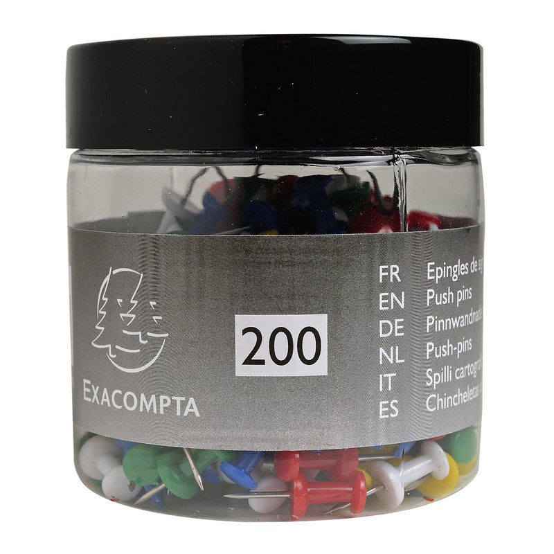 EXACOMPTA prikpennen gekleurd sortiment, 200 stuks, 10 mm kopdiameter
