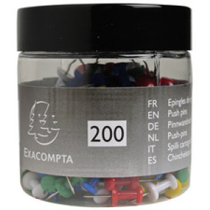 EXACOMPTA prikpennen gekleurd sortiment, 200 stuks, 10 mm kopdiameter