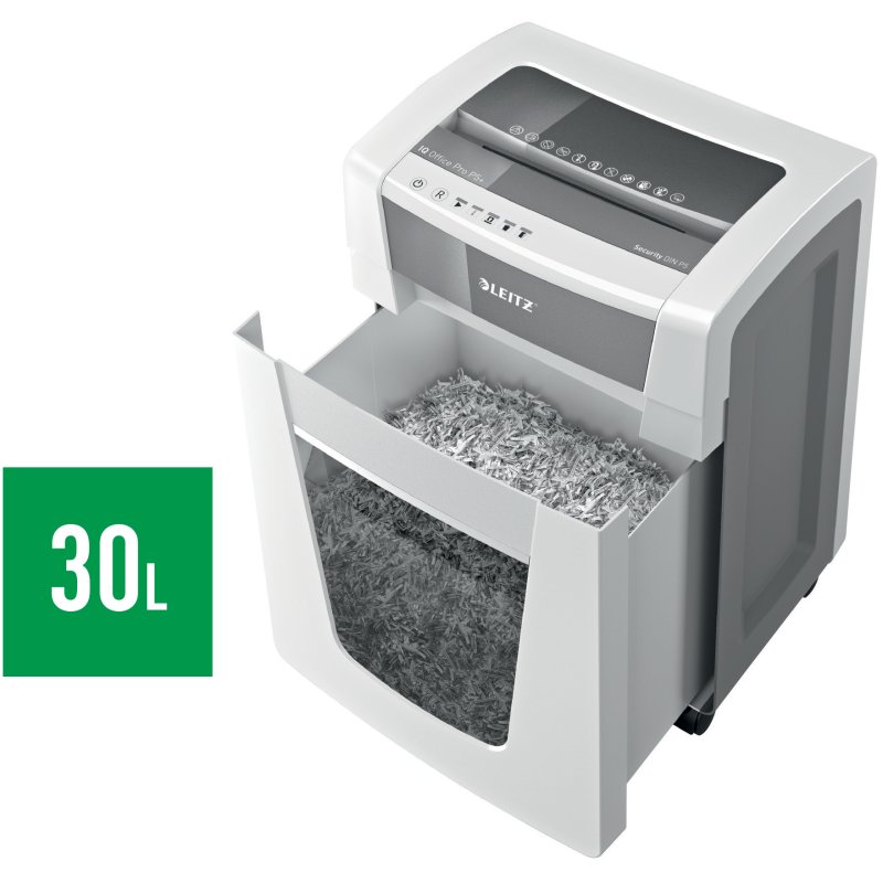 LEITZ papiervernietiger IQ Office Pro, deeltjes 4×40 mm, P-4, wit/zilver