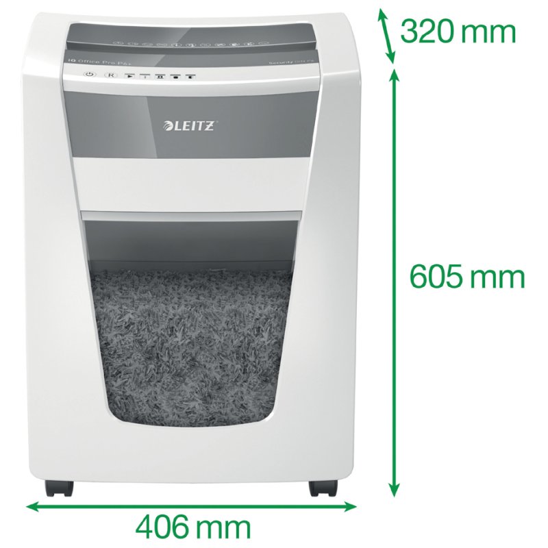 LEITZ papiervernietiger IQ Office Pro, deeltjes 4×40 mm, P-4, wit/zilver