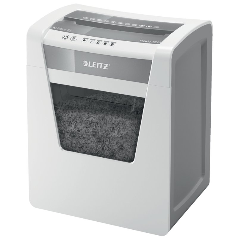 LEITZ papierversnipperaar IQ Office, deeltjes 4×40 mm, P-4, wit/zilver