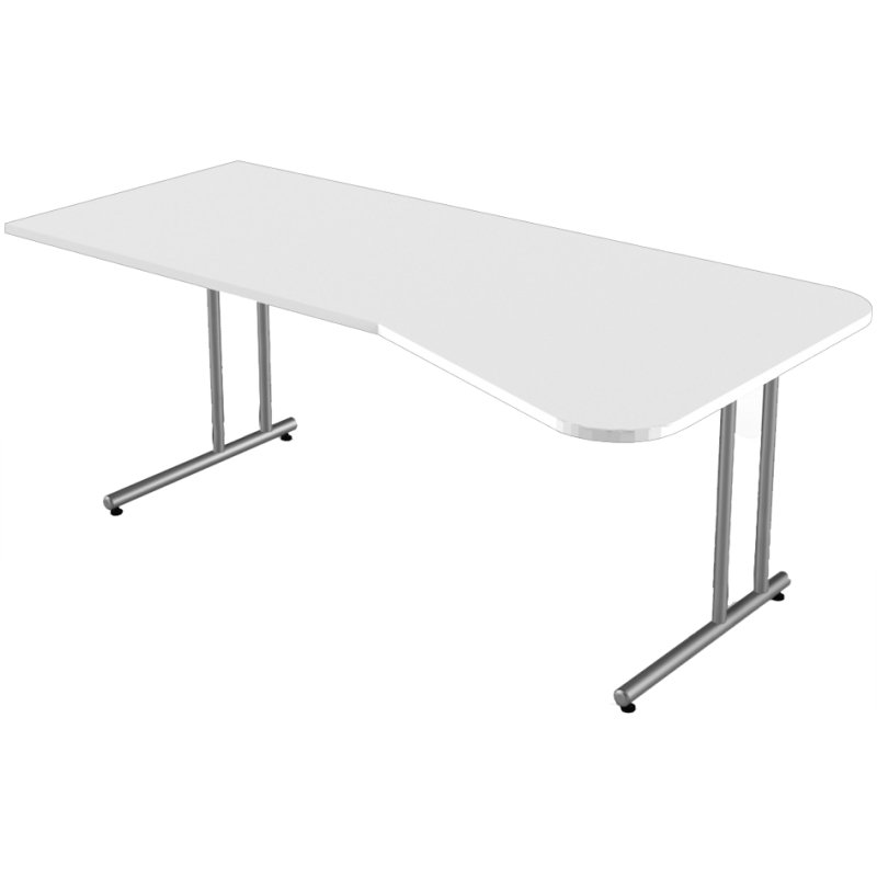 Kerkmann Bureau informatique Start Up, piètement en C, gris clair, 100×80/100×75 cm