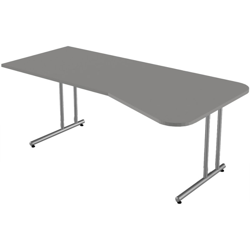 Kerkmann Bureau informatique Start Up, piètement en C, gris clair, 100×80/100×75 cm