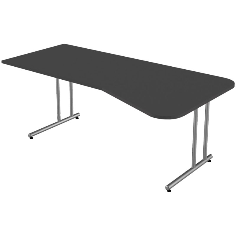 Kerkmann Bureau informatique Start Up, piètement en C, gris clair, 100×80/100×75 cm
