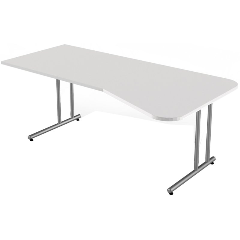 Kerkmann Bureau informatique Start Up, piètement en C, gris clair, 100×80/100×75 cm