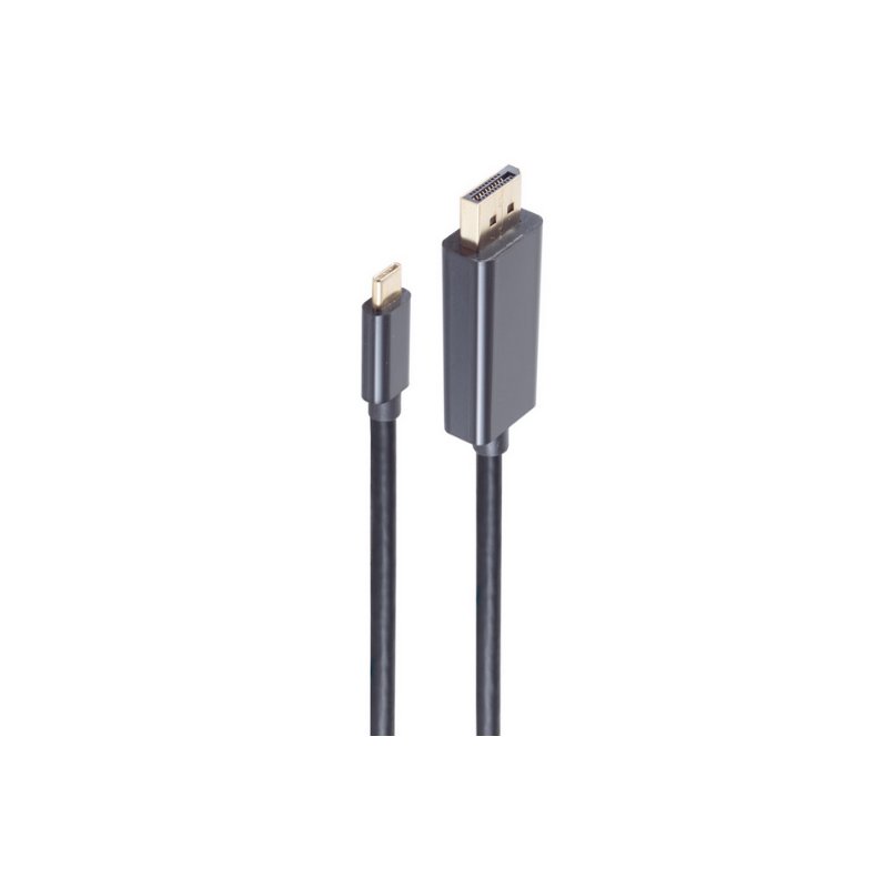 shiverpeaks DisplayPort to USB-C plug, black, gold-plated contacts