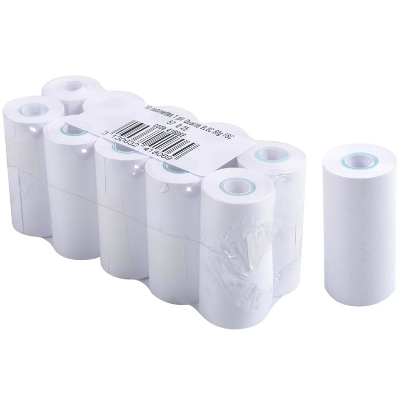 EXACOMPTA kasrollen, 57 mm × 6,5 m, extra wit, 10 stuks