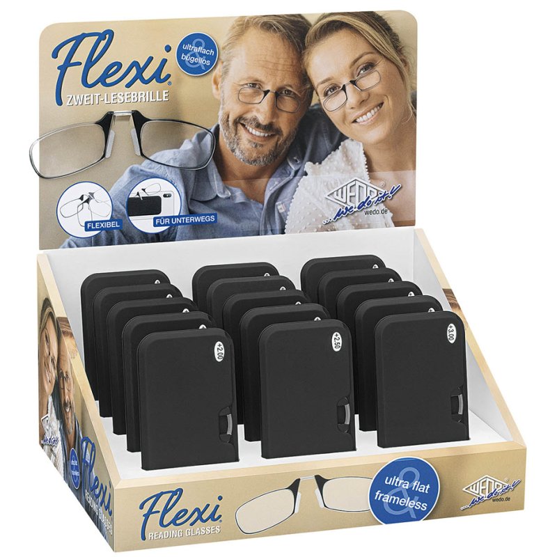 WEDO lunettes de lecture Flexi, sans branches, support nasal flexible, 15 pièces