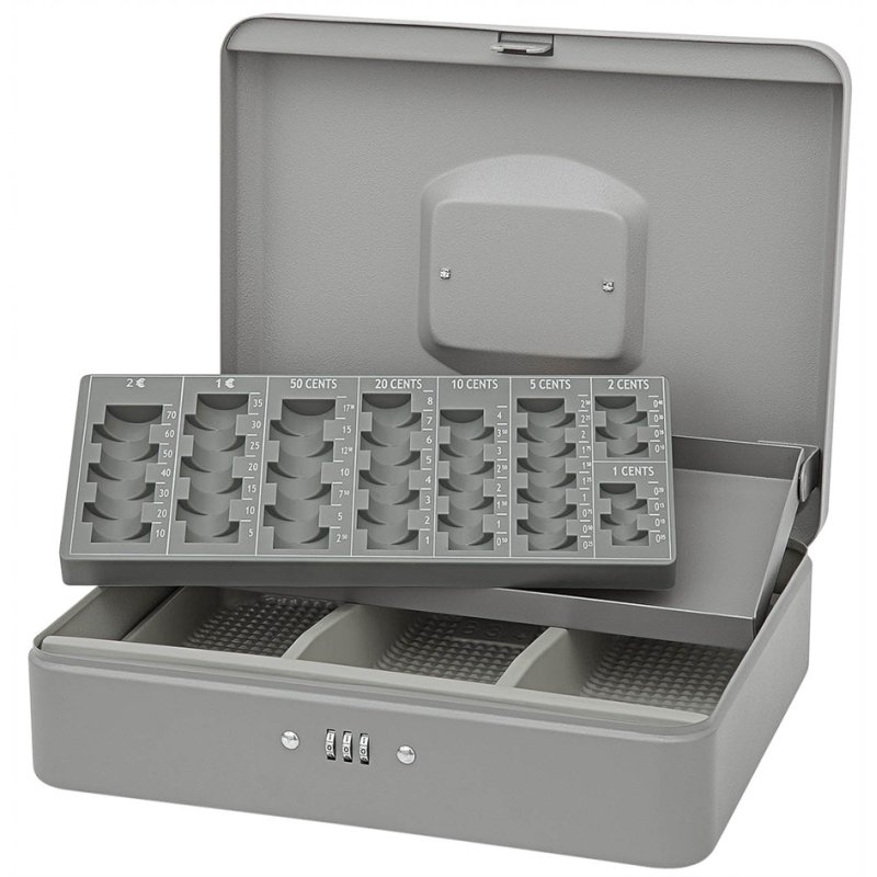 WEDO caisse pour billets Standard, serrure à chiffres, gris, 300×240×90 mm