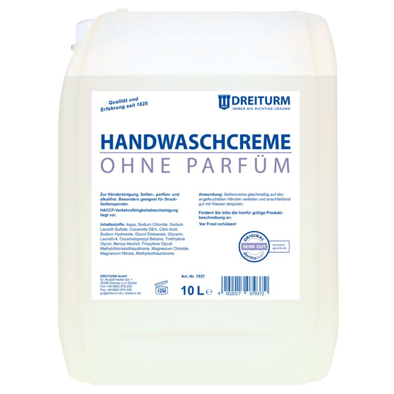 DREITURM lotion nettoyante pour les mains, sans savon et sans alcali, 10 litres, avec glycérine