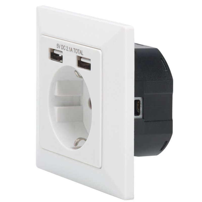 DIGITUS flush-mounted socket with child safety, white