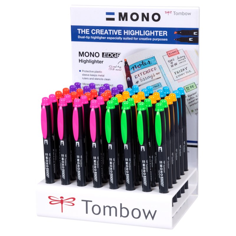 TOMBOW MONO edge markeerstift, dubbele punt, zwart, 48 stuks acryl display
