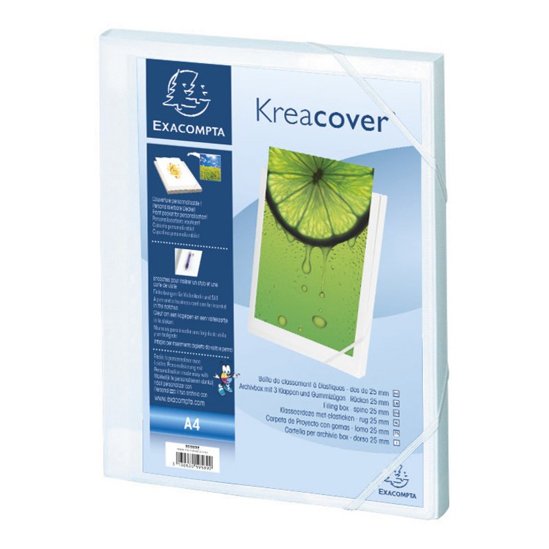 EXACOMPTA Kreacover A4 storage box, PP, white, 25 mm