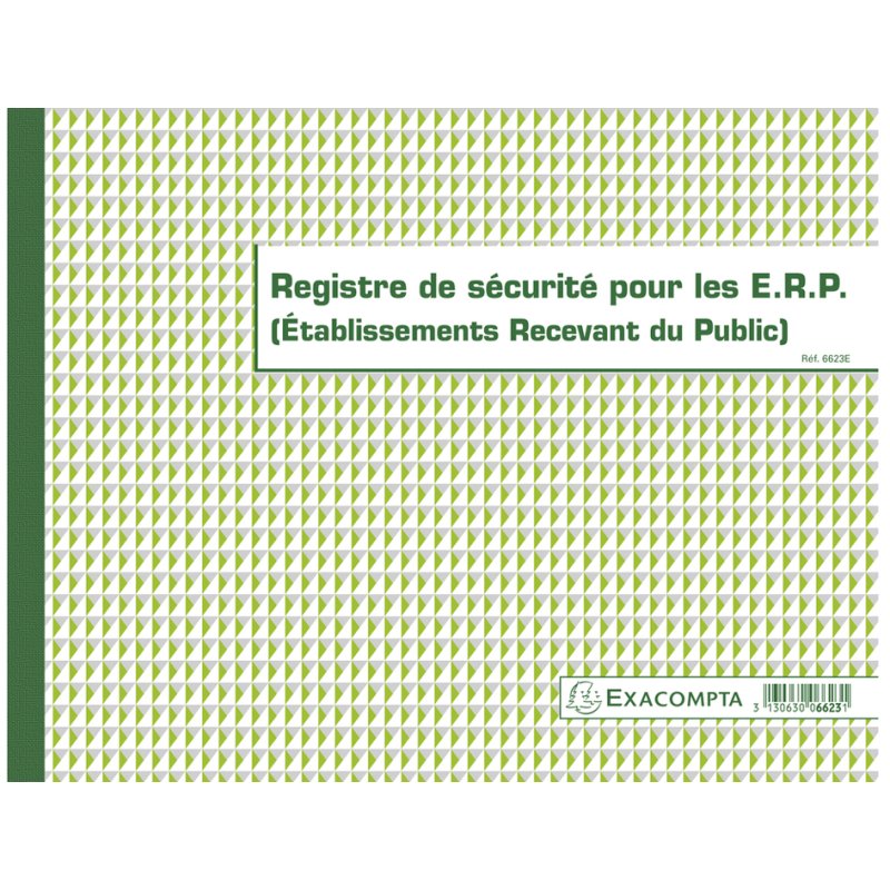 EXACOMPTA registre de sécurité bâtiments publics, 240×320 mm, 32 pages, 110 g/m²