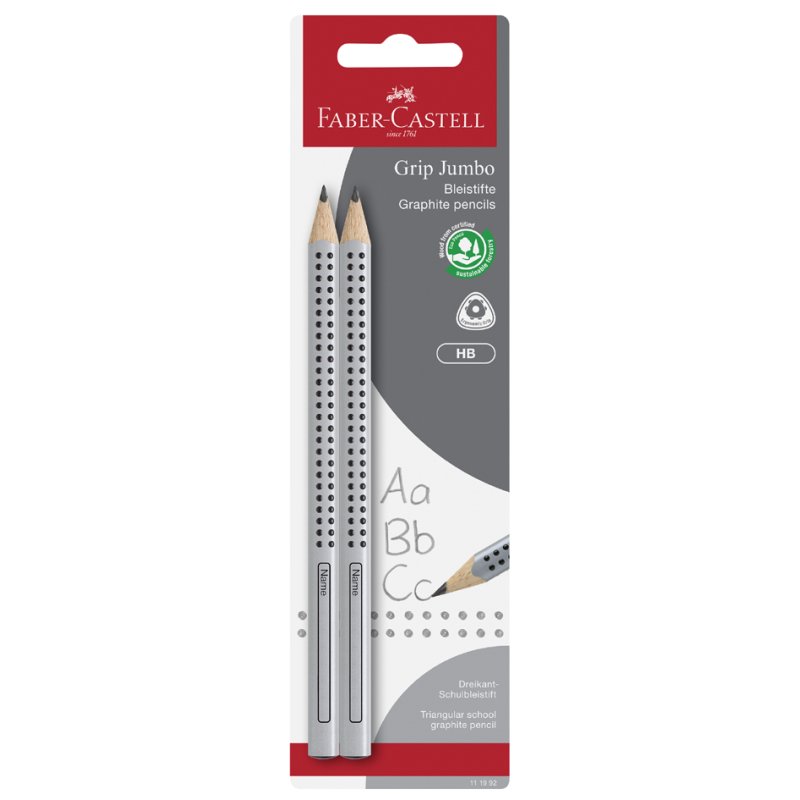 Faber-Castell Jumbo GRIP potlood, driehoekig, HB, 2 stuks