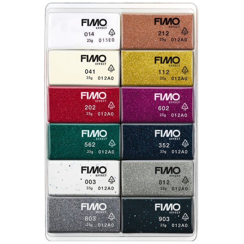 FIMO EFFECT boetseerklei set, ofenhardend, 24 blokken à 25 g, kleurenmix