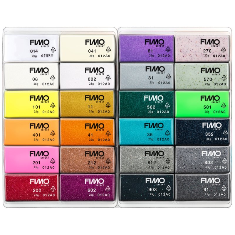 FIMO EFFECT pâte à modeler, durcissante au four, 24 blocs de 25 g, assortiment de couleurs
