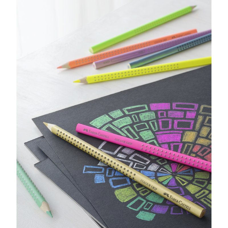Faber-Castell crayon de couleur Colour GRIP, triangulaire, jaune néon, 175 mm
