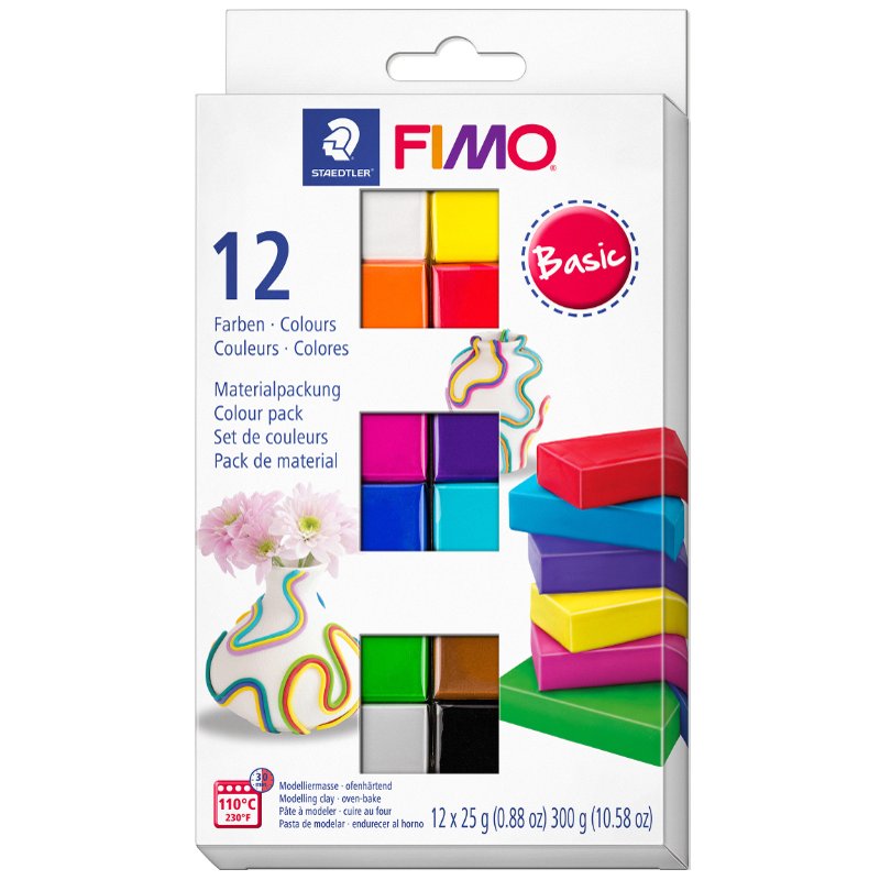 FIMO SOFT pâte à modeler set basic, 12 pièces, 12×25 g, assortiment coloré