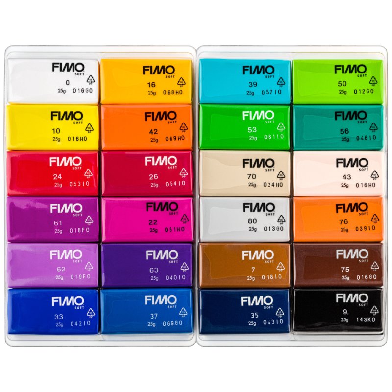 FIMO SOFT modelling clay set basic colours, 24-piece, 24×25 g