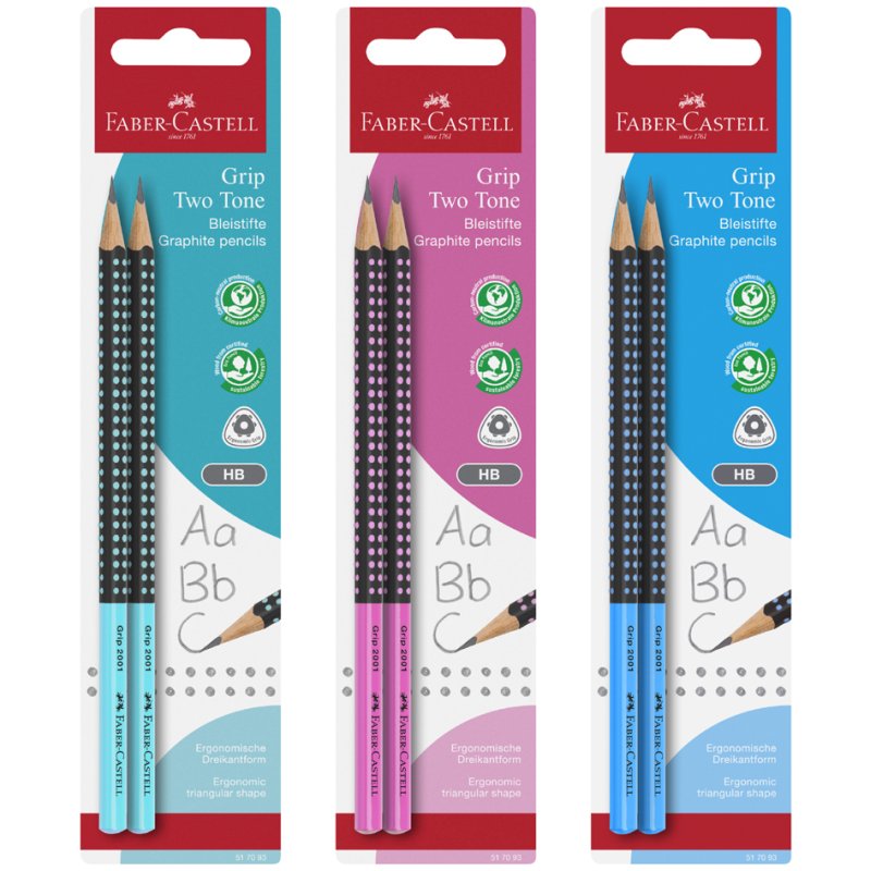 Faber-Castell crayons GRIP 2001, triangulaires, duret HB, lot de 2