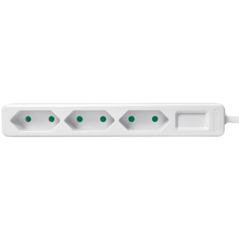 LogiLink 3-way power strip, white, 1.5 m cable, child safety