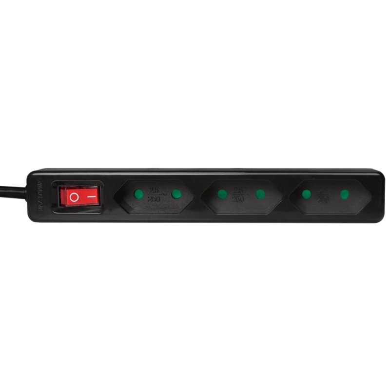LogiLink 3-way power strip, black, 1.5 m cable