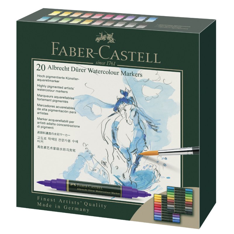 FABER-CASTELL Marqueurs aquarelle Albrecht Dürer, pointe double, étui de 5