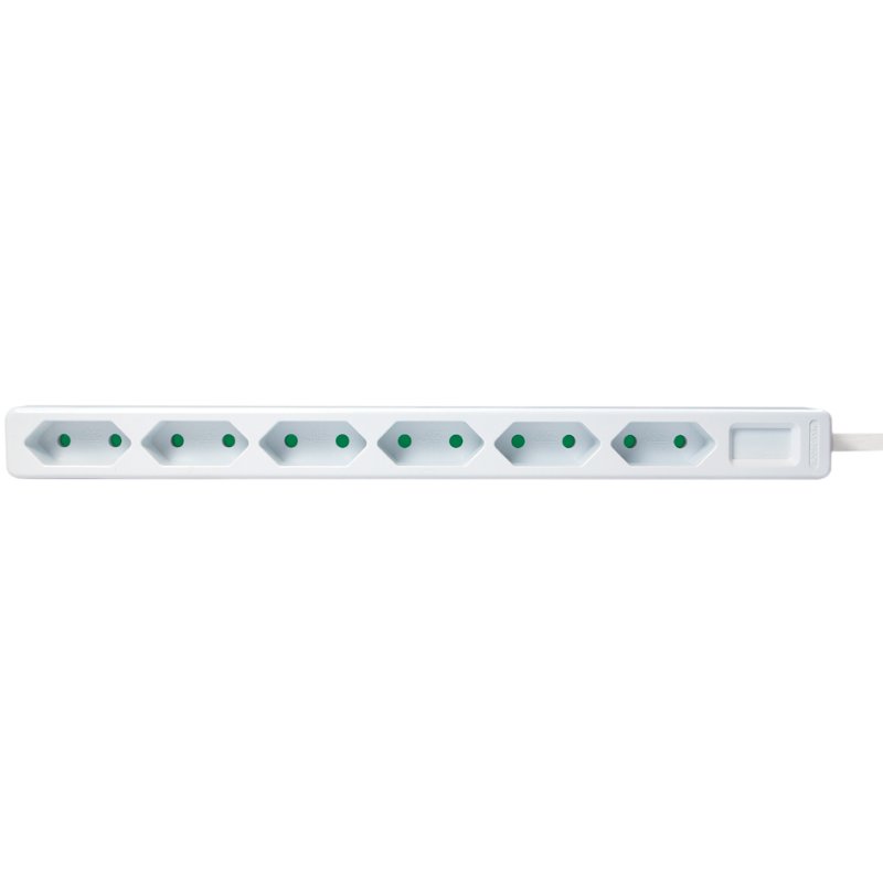LogiLink 6-way power strip, without switch, black, 1.5 m