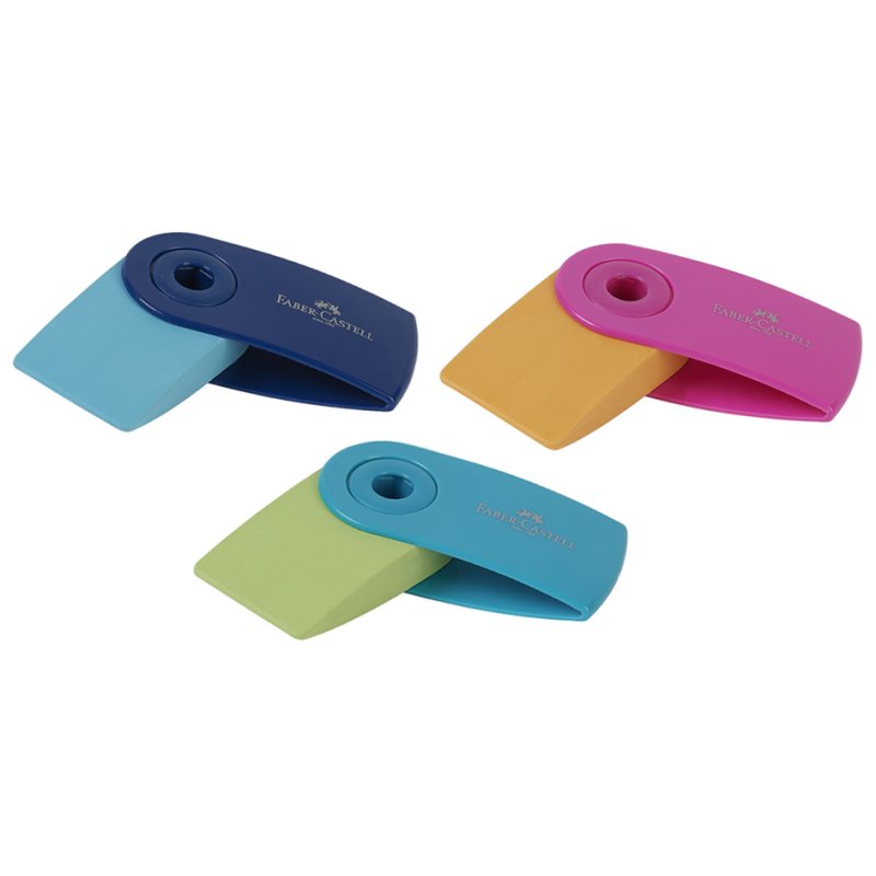 Faber-Castell eraser with cover mini, retractable, coloured, 24 pieces