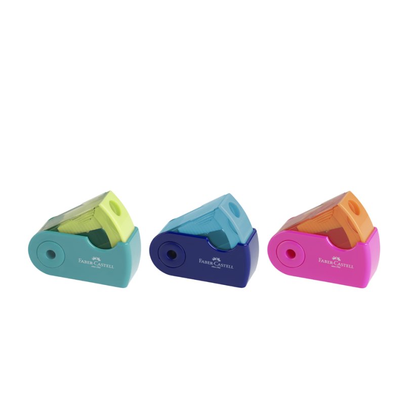 Faber-Castell pencil sharpener SLEEVE MINI, shavings tray, metal sharpening element, 12 pieces