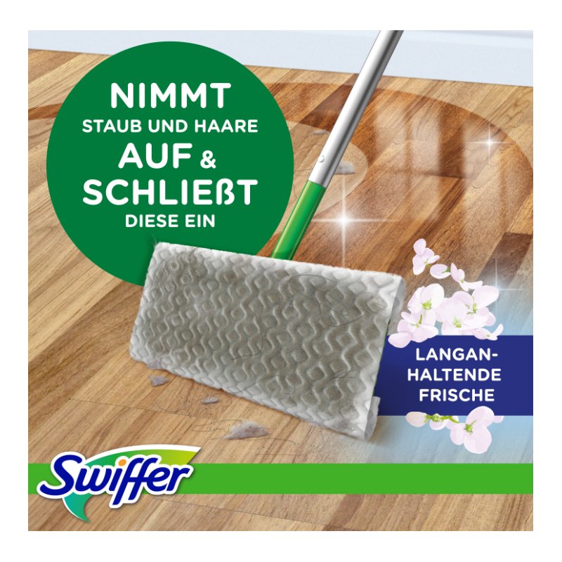 Swiffer kit de démarrage balai, lingettes sèches et humides, tête rotative flexible