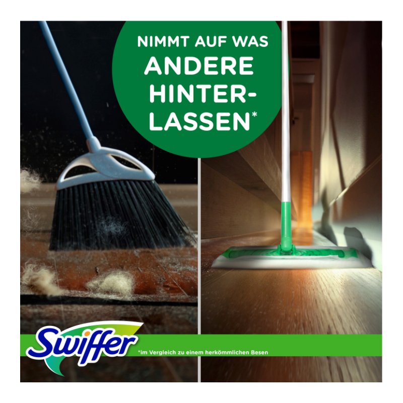 Swiffer kit de démarrage balai, lingettes sèches et humides, tête rotative flexible