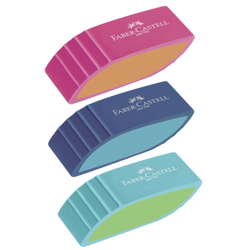 Faber-Castell eraser BICOLOR, ergonomic shape, assorted colours, 24 pieces