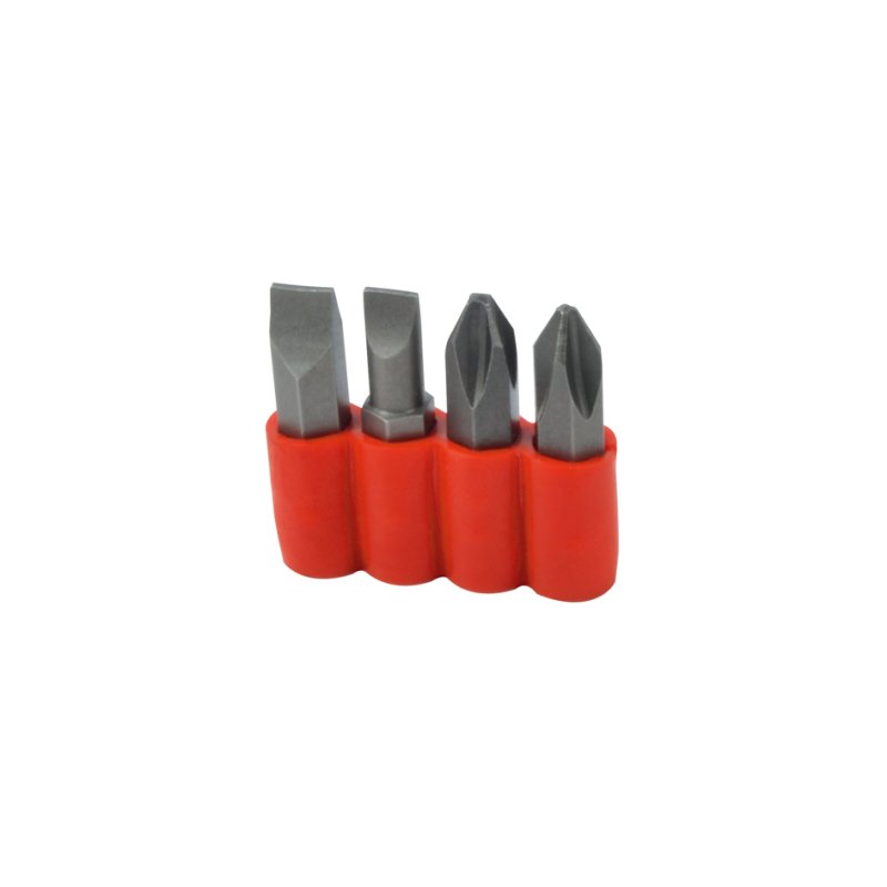 BRÜDER MANNESMANN impact wrench 1/2" (12.5 mm), with 4 bits, red, metal case