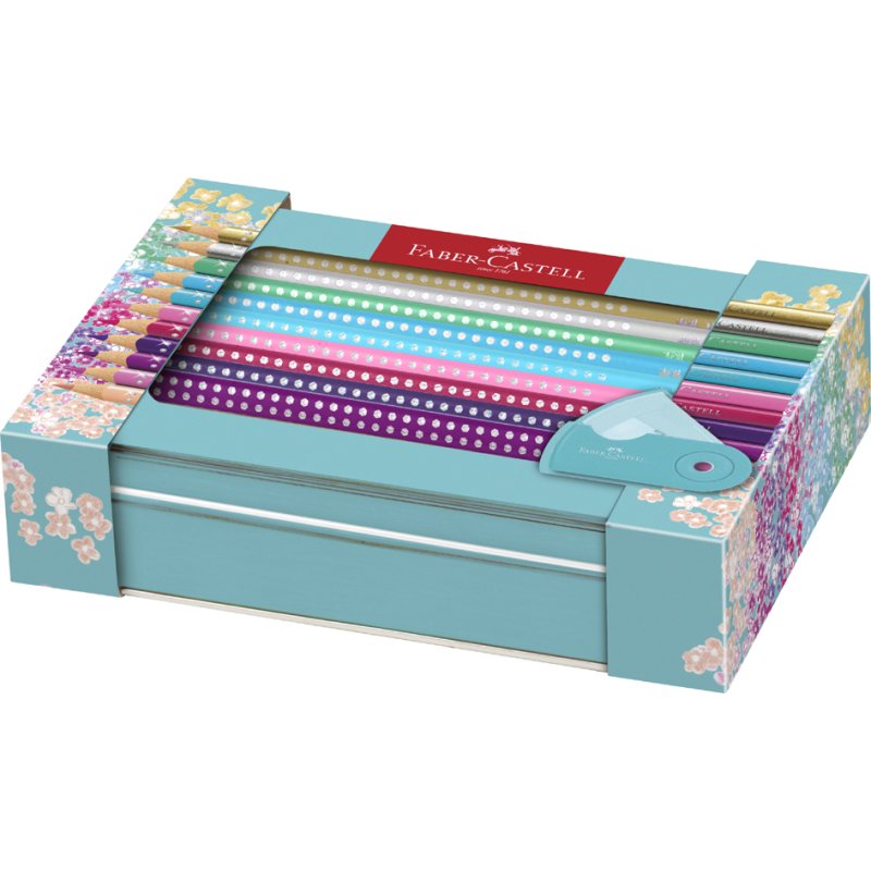 Faber-Castell kleurpotloden GRIP SPARKLE, driehoekig, glittereffect, 20 stuks