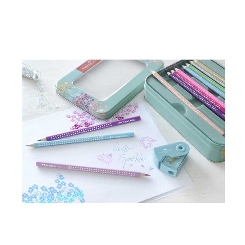 Faber-Castell kleurpotloden GRIP SPARKLE, driehoekig, glittereffect, 20 stuks