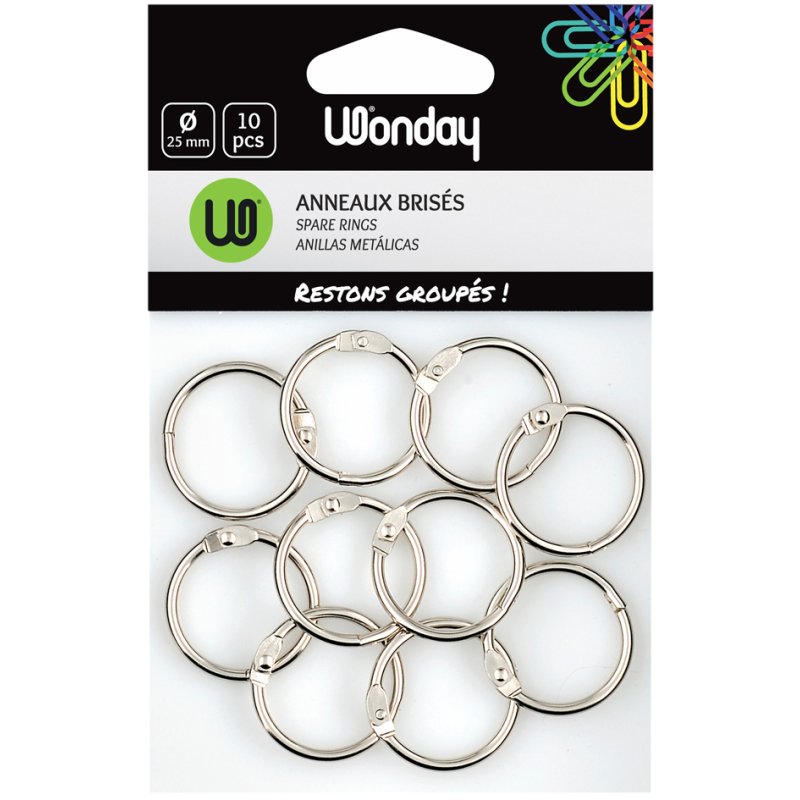 Wonday anneaux de liaison métal, diamètre 64 mm, 5 pièces