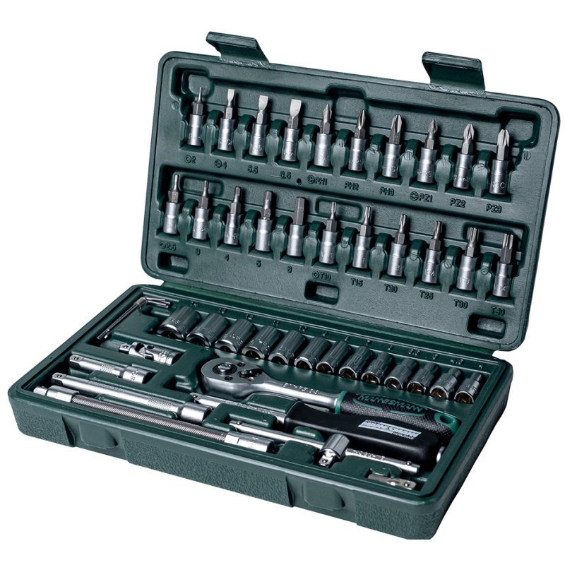 BRÜDER MANNESMANN jeu de douilles, vert, acier chrome-vanadium, coffret en plastique