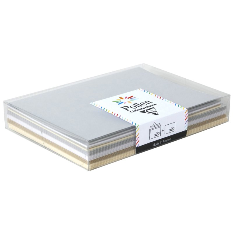 Pollen by Clairefontaine card set Chic, 110×155 mm, 20 cards + 20 envelopes