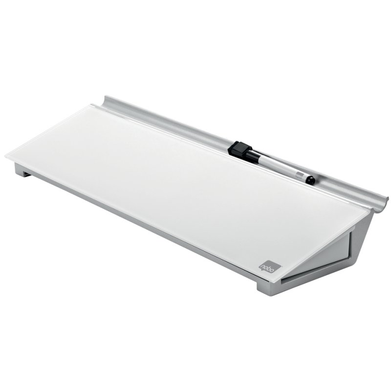 nobo tableau mémo de bureau, blanc, verre magnétique, 46×15×6 cm