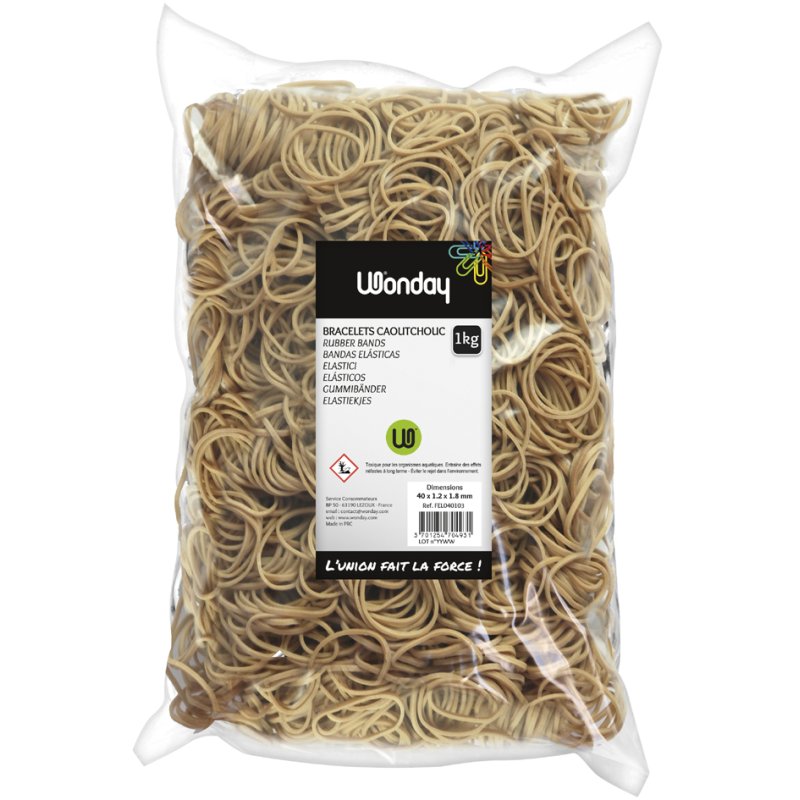 Wonday élastiques naturel, 25,5 mm, emballage économique 1000 g