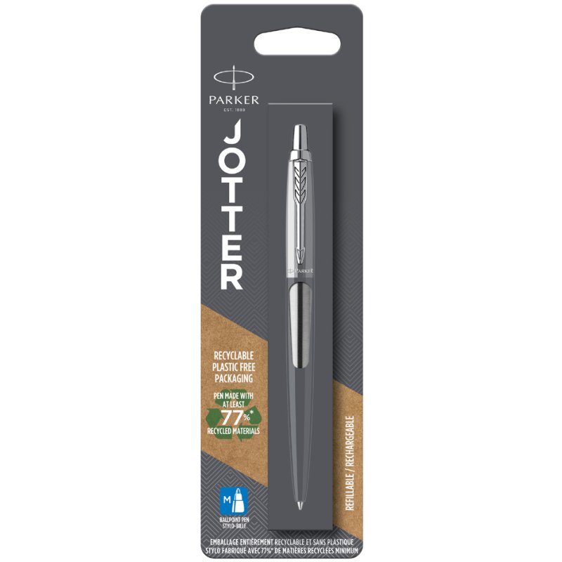 PARKER Jotter ballpoint pen, stainless steel, blue, blister pack