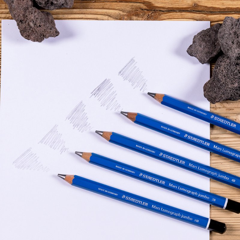 STAEDTLER crayons Mars Lumograph jumbo, vernis bleu, épaisseur de mine 5,3 mm, 5 pièces