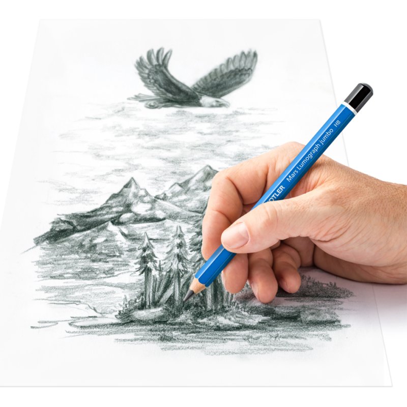 STAEDTLER crayons Mars Lumograph jumbo, vernis bleu, épaisseur de mine 5,3 mm, 5 pièces