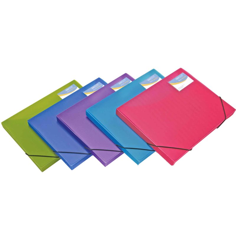 RAPESCO collection box A4+, 25 mm spine width, transparent coloured, 5 pieces